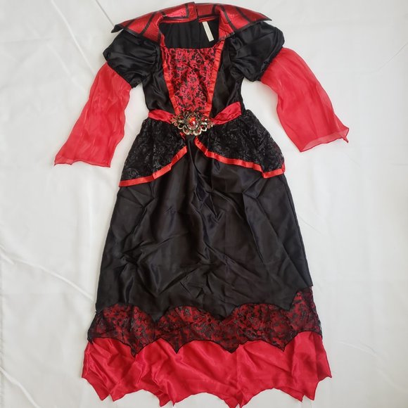 Costumes USA Vampire Queen Costume SZ Medium 8-10 Red Black - Picture 4 of 8